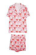 Pink & Red Coquette Bows Christmas PJ Short Set