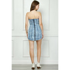 Light Wash Denim Strapless Mini Dress