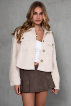 Smooth Fuzzy Faux Sherpa Cropped Shacket
