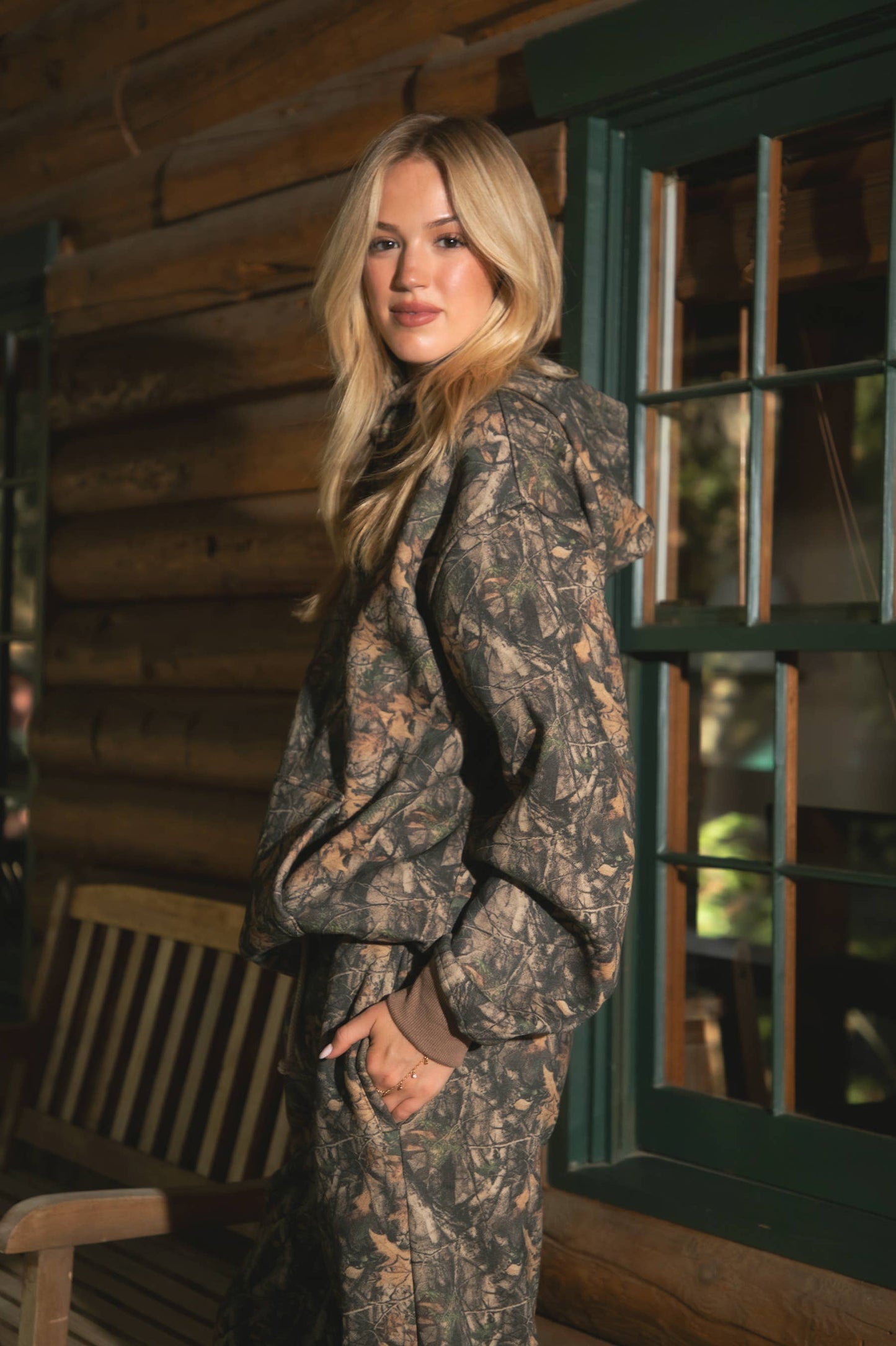 BAYOU Dark Woodland Camo Fleece Classic Hoodie : Dark Camo