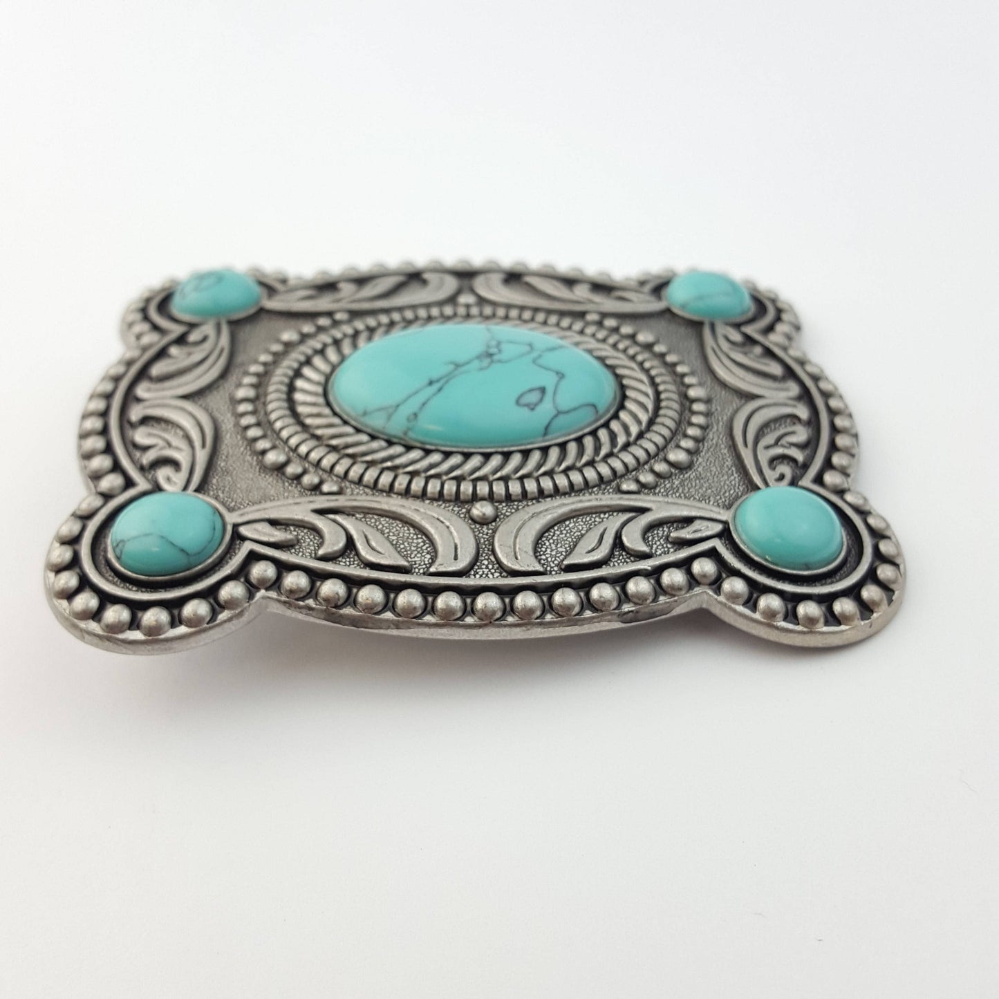 Western-Inspired Belt Buckle w. turqouise stone