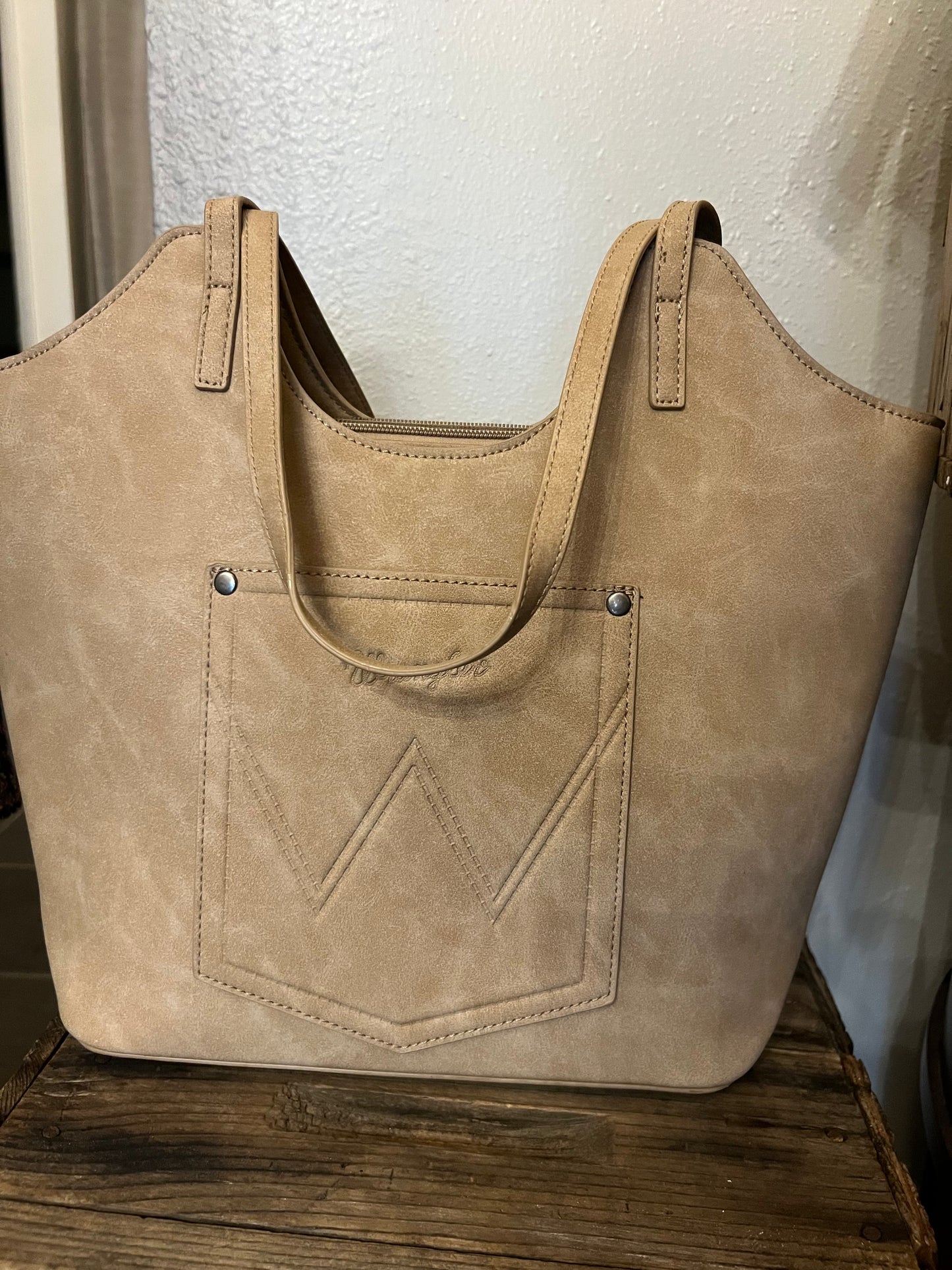 Wrangler Aztec Embroidered Shoulder Bag- Tan