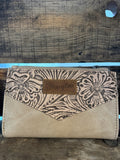 Wrangler Floral Tooled Bi-fold Wallet- Tan