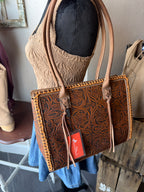 Montana West Floral Tooled Tote Bag