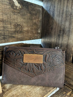 Wrangler Floral Tooled Bi-fold Wallet- Brown