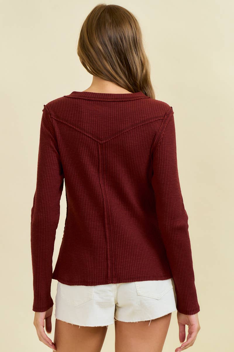 WESTERN RIBBED LONG SLEEVE