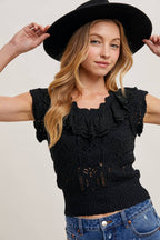 EYELET SWEATER KNIT TOP
