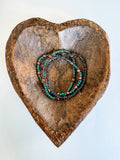 Navajo Style Pearl Stackable Turquoise Bracelet Set - 3