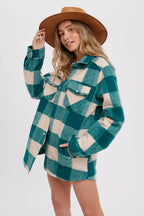CHECKERED BRUSHED FLANNEL SHACKET- Mauve