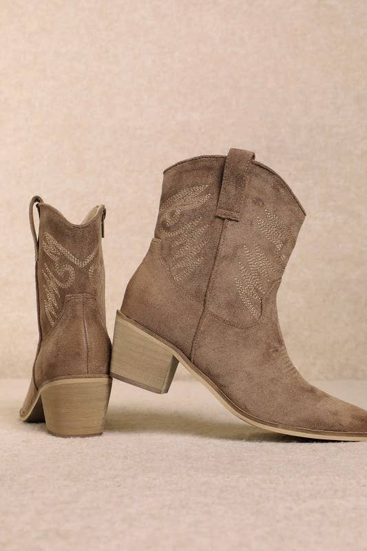 Low Western Bootie-Taupe