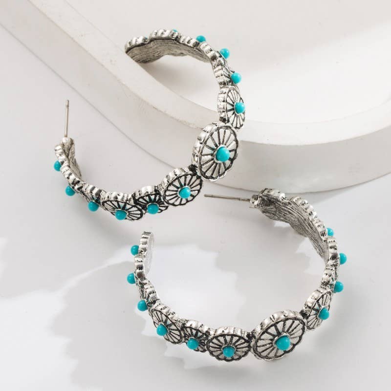 EL PASO TURQUOISE HOOP EARRINGS