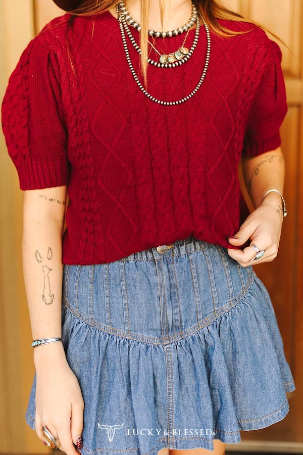 Ruffled Denim Skirt