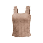 Brown Jacquard Knit Tank Top