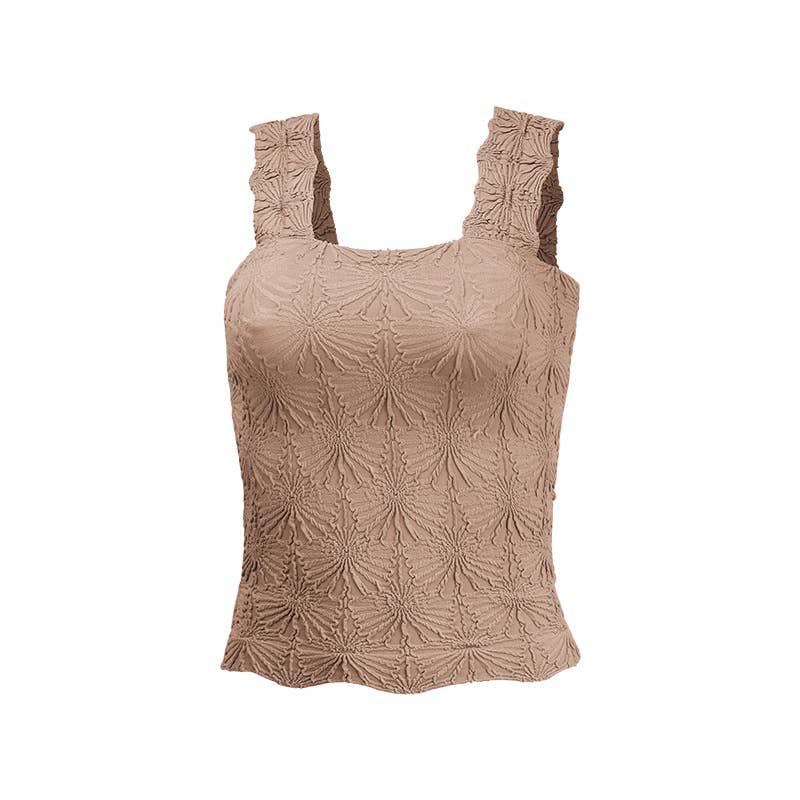 Brown Jacquard Knit Tank Top