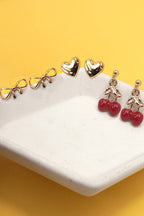 CHERRY BOW HEART TRIO EARRINGS