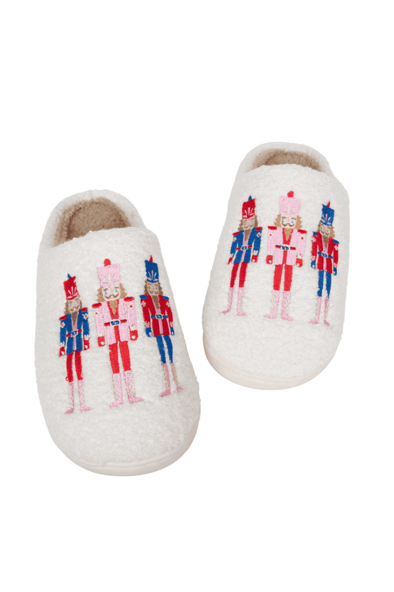 Nutcrackers Christmas Holiday Sherpa Slippers