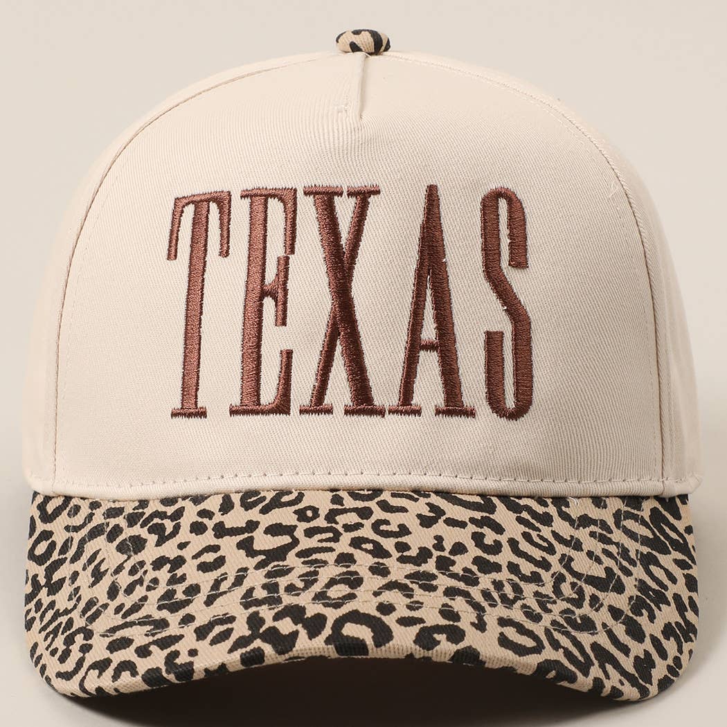 TEXAS Embroidery Leopard Trucker Hat:Brown