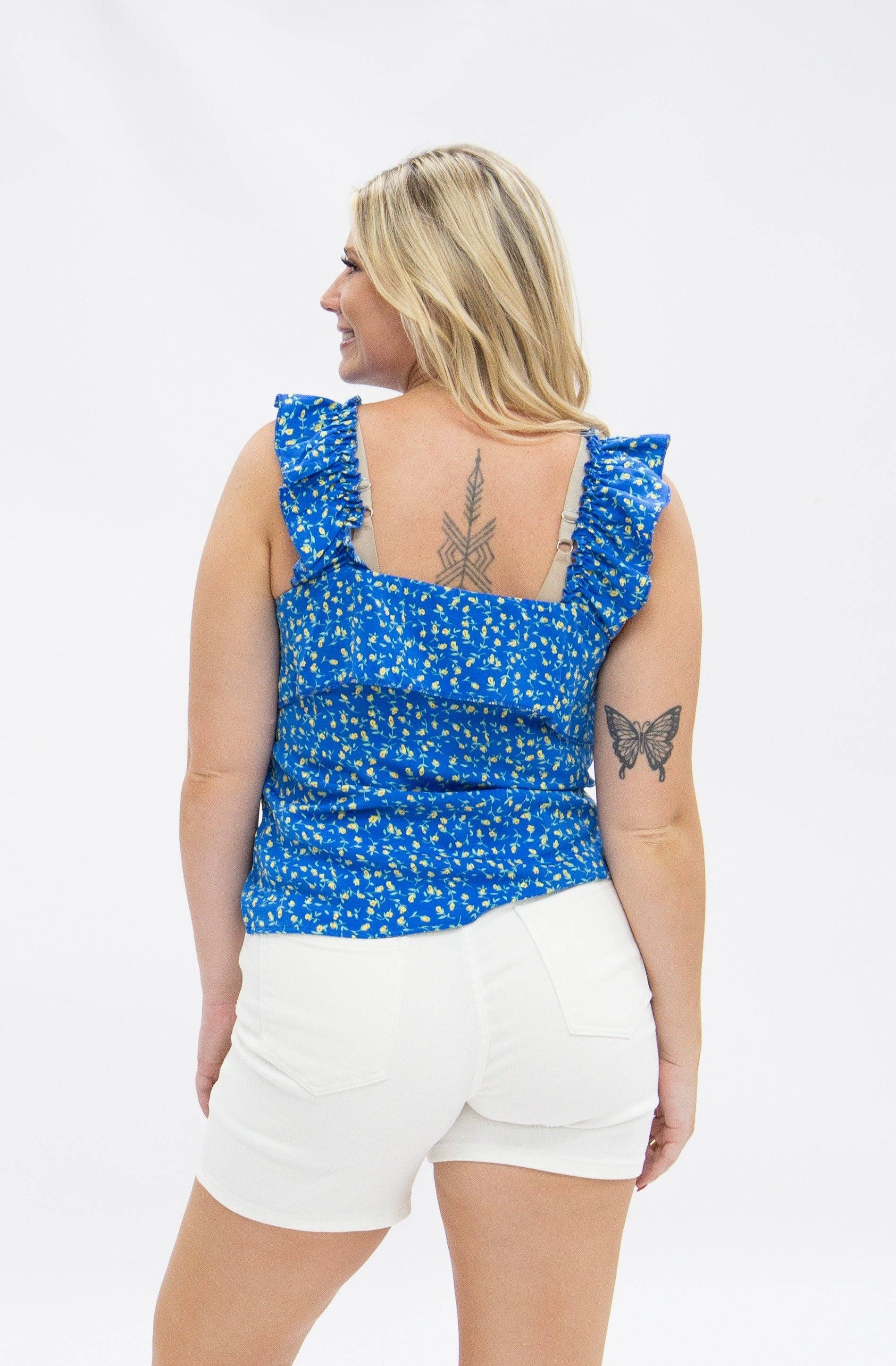 Blue Floral Tank Top