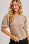 PUFF SLEEVED KNIT SWEATER