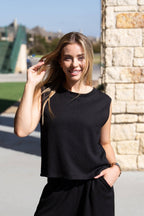 Black Textured Knit Tank Top