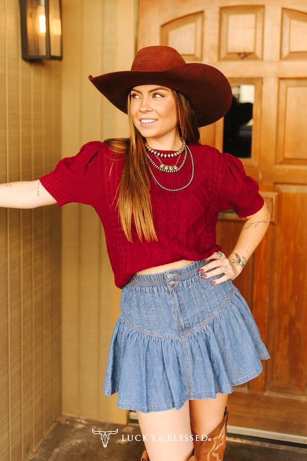 Ruffled Denim Skirt