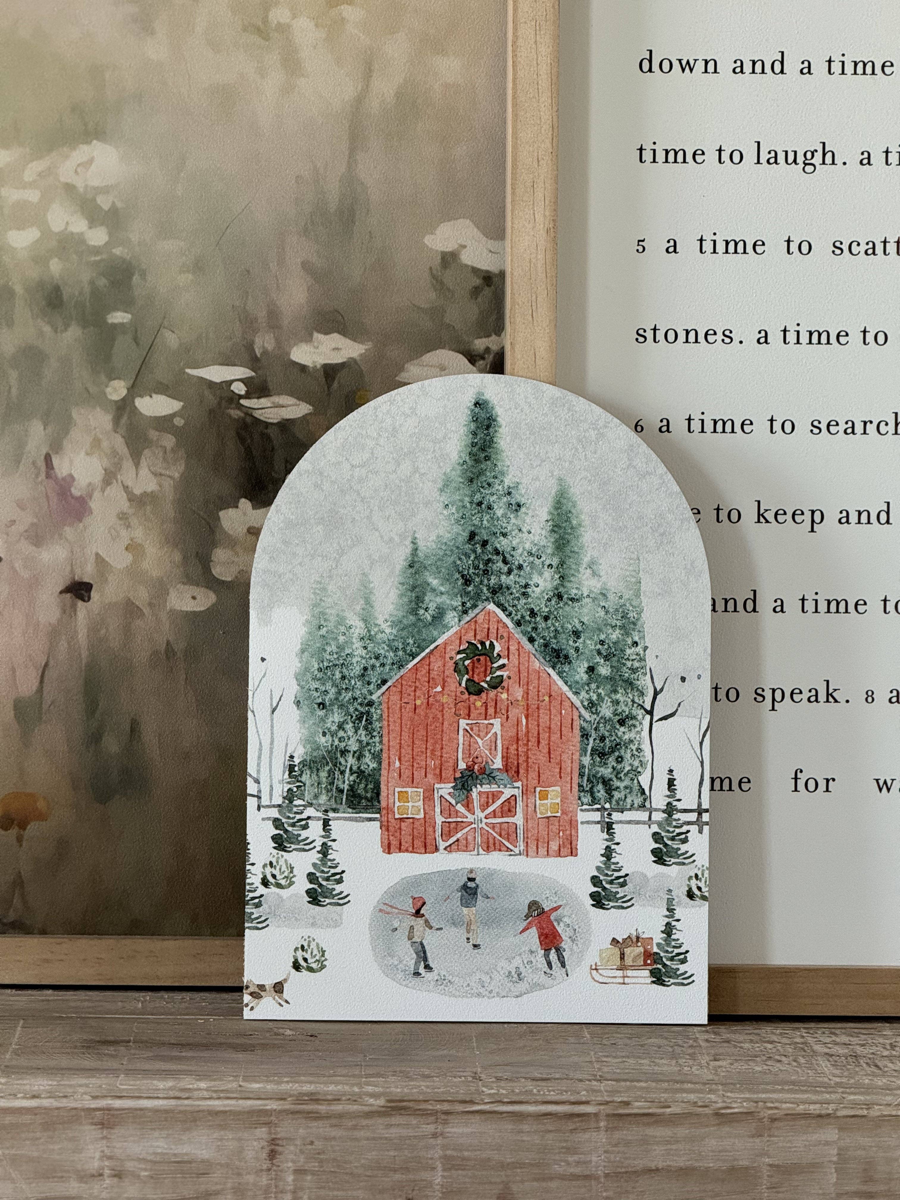 Large Winter Barn Scene, Arch
