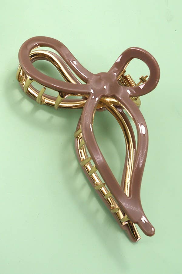 BOW HAIR CLAW CLIP Brown