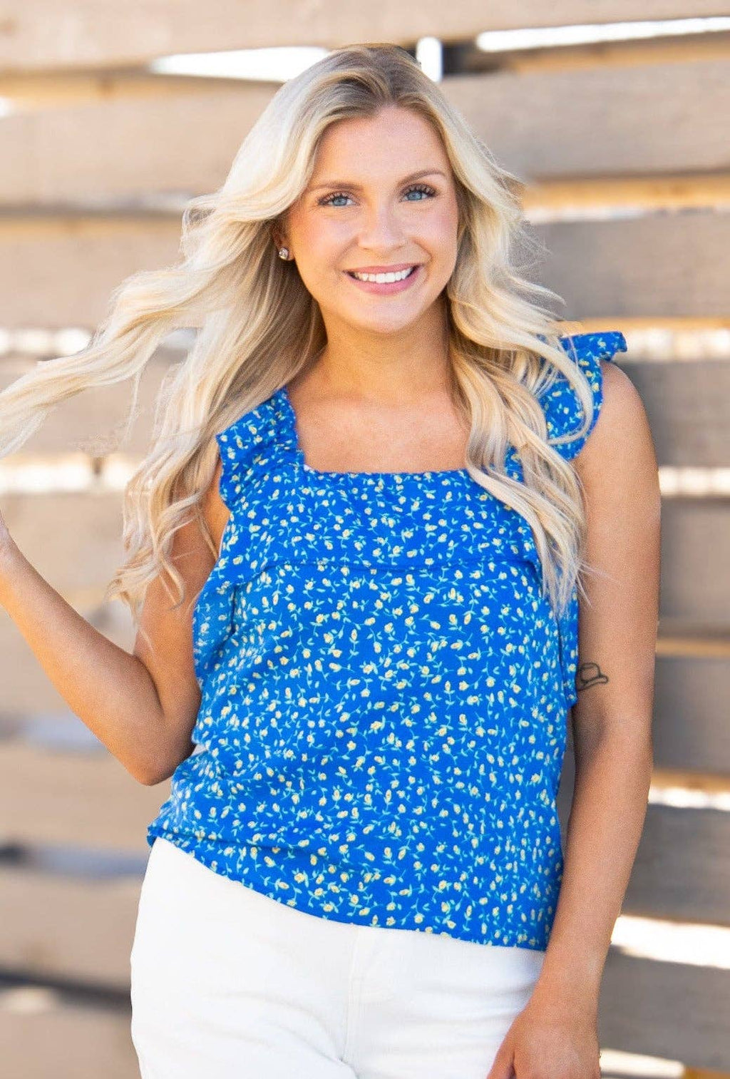 Blue Floral Tank Top
