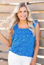 Blue Floral Tank Top