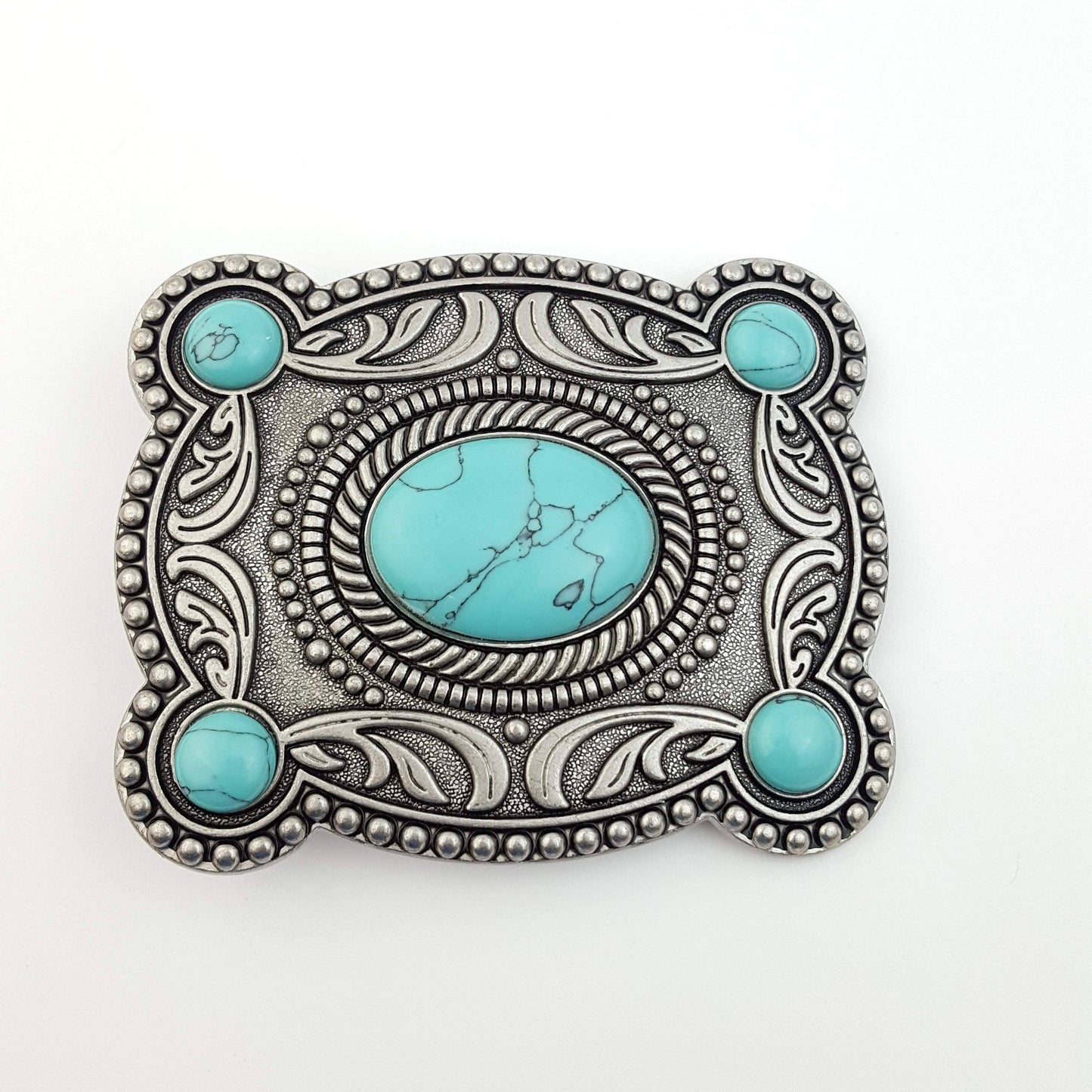 Western-Inspired Belt Buckle w. turqouise stone