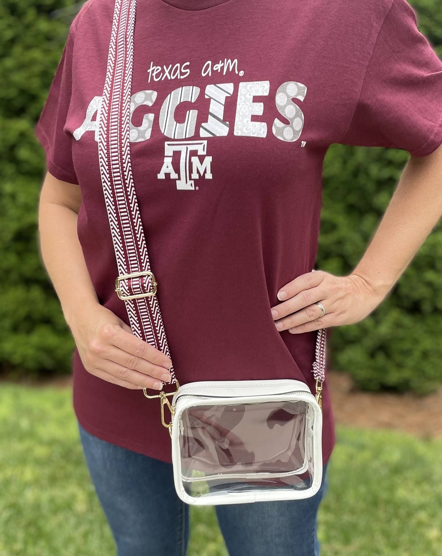 Aggies Maroon and White Bag Strap